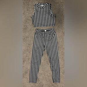 SHEIN Girls | Houndstooth Crop Tank Top & Leggings Set | tagged US 10Y